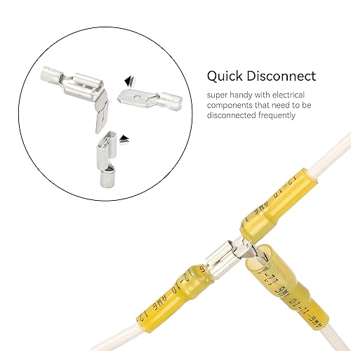 Miniatura 34 de HKS 100 conectores de pala hembra rojo 22-16 AWG – Kit de conectores de cable de desconexión rápida eléctricos termorretráctiles – cobre rojo