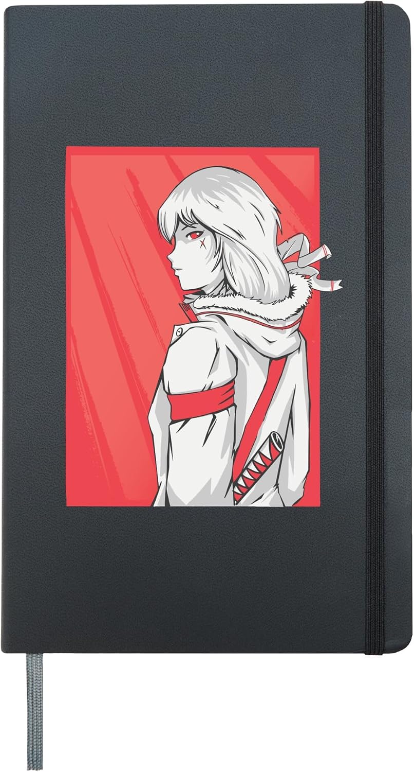 Anime Girl with Katana - Bold Character Design Hardcover Journal, Black