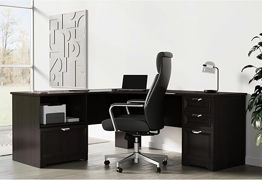 Realspace Magellan 71" Wide Hutch For L-Desk - Cherry Finish, 8 Shelves, Cord Management