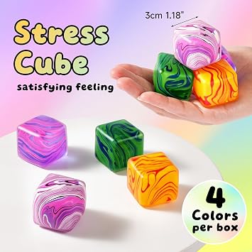 4 Pack Squishy Fidget Toys Stress Cube Bulk, Squishies Slow Rising Stress Balls for Adults Kids, Sensory Fidget Toys for Anxiety Relief, Small Squishy Toys for Classroom Prizes Party Favors