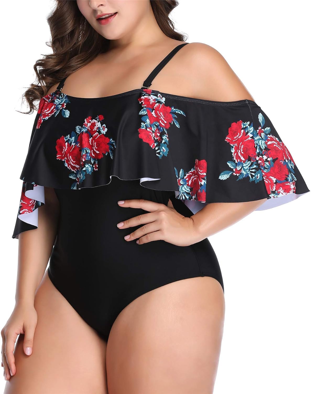 Wavely Plus Size One Piece Swimsuits for Women Tummy Control Ruffle Swimwear