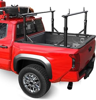 TRUMGETA 800 lbs Quick-Adjust Aluminum Truck Ladder Rack for Tacoma, Gladiator & Mid-Size Pickups w/ Bed Rails - No-Drill Install