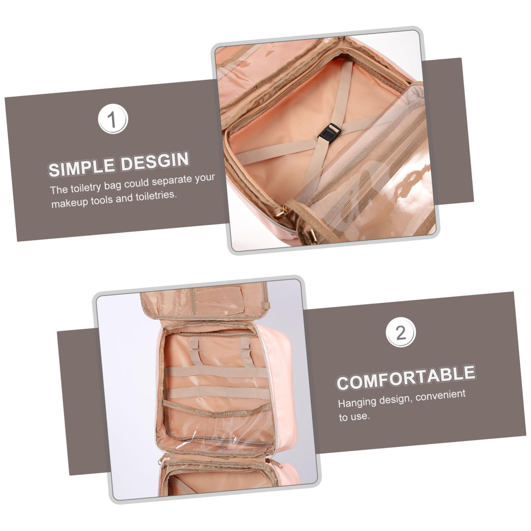 Trousse de Toilette de Voyage Suspendue en Cuir PU, Grosse Capacité, Compartiments Multiples et Rangements, pour Voyage et Usage Extérieur