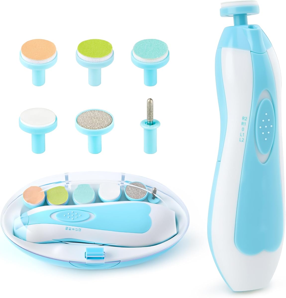 Lima de uñas para bebés con cortaúñas eléctricos seguros y ligeros, kit para recién nacidos, niños pequeños, cuidado de los dedos de los pies y las uñas, pulido y recorte, funciona con pilas (AA)