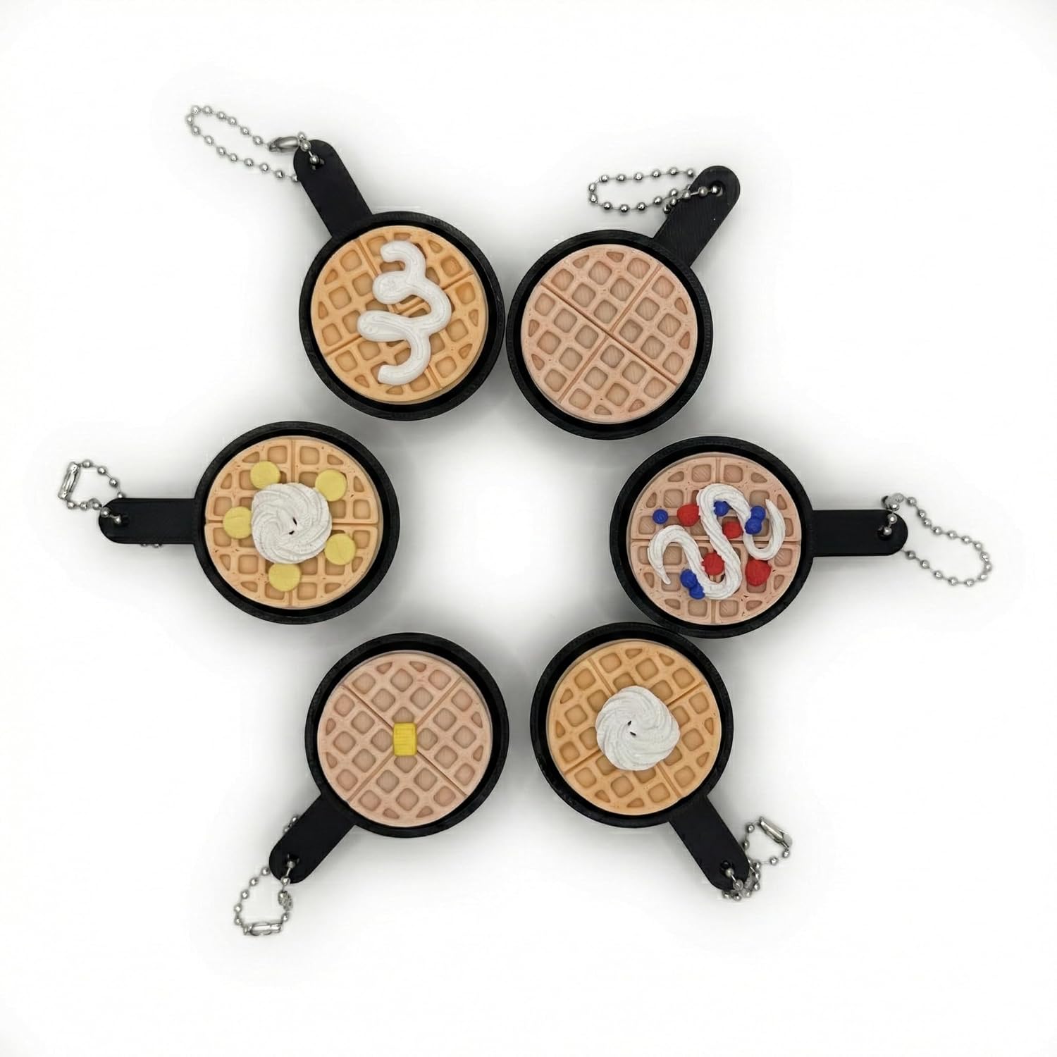 Fabrikon Studio 6-Pack Waffle Fidget Clicker Keychain Set – Mechanical Switch Sensory Toy – Satisfying Clicky Keychains for Backpacks, Desk, & Stress Relief Fidget Toys Autism Hyperactivity