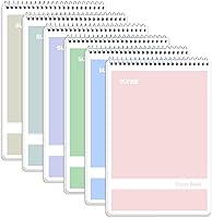 SUNEE Steno Pads 6x9 6 Pack Gregg Rule 60 Sheets Assorted Colors Top Spiral Notebooks for School Office Notes