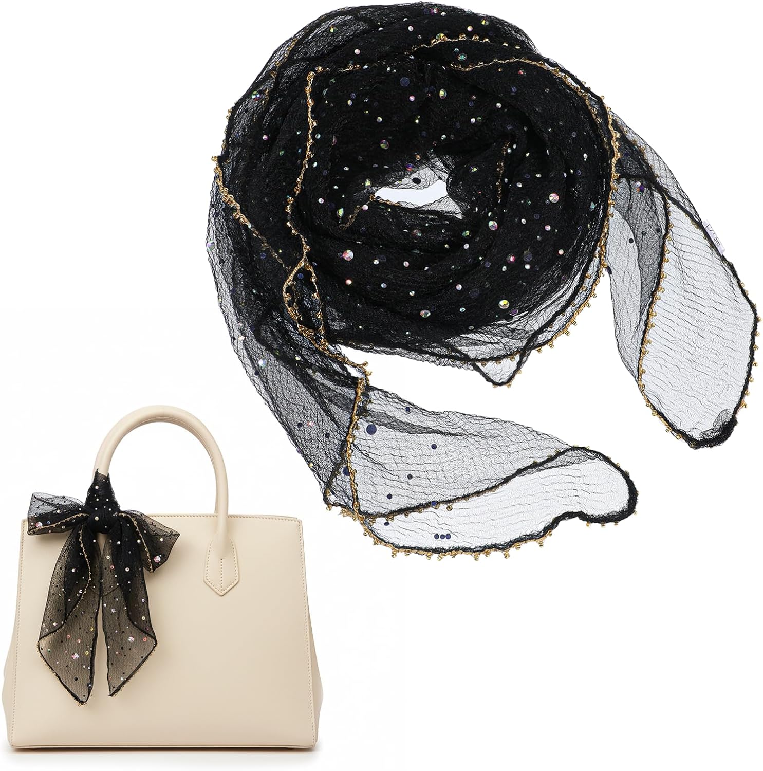 Glitter Scarf,31.5 Inch Square Glitter Head Scarfs Sequin Head Scarf for Women Versatile Bandana & Shawl