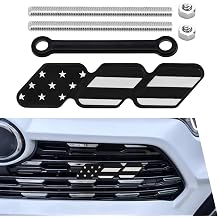 Grille Decor Badge, Tri-Color Upgrade Grille Logo Sticker, Car Grille Insert Trims, Car Modification Emblem Decor Fit for Tacoma 4Runner Tundra Sequoia Rav4 Highlander Grey Flag