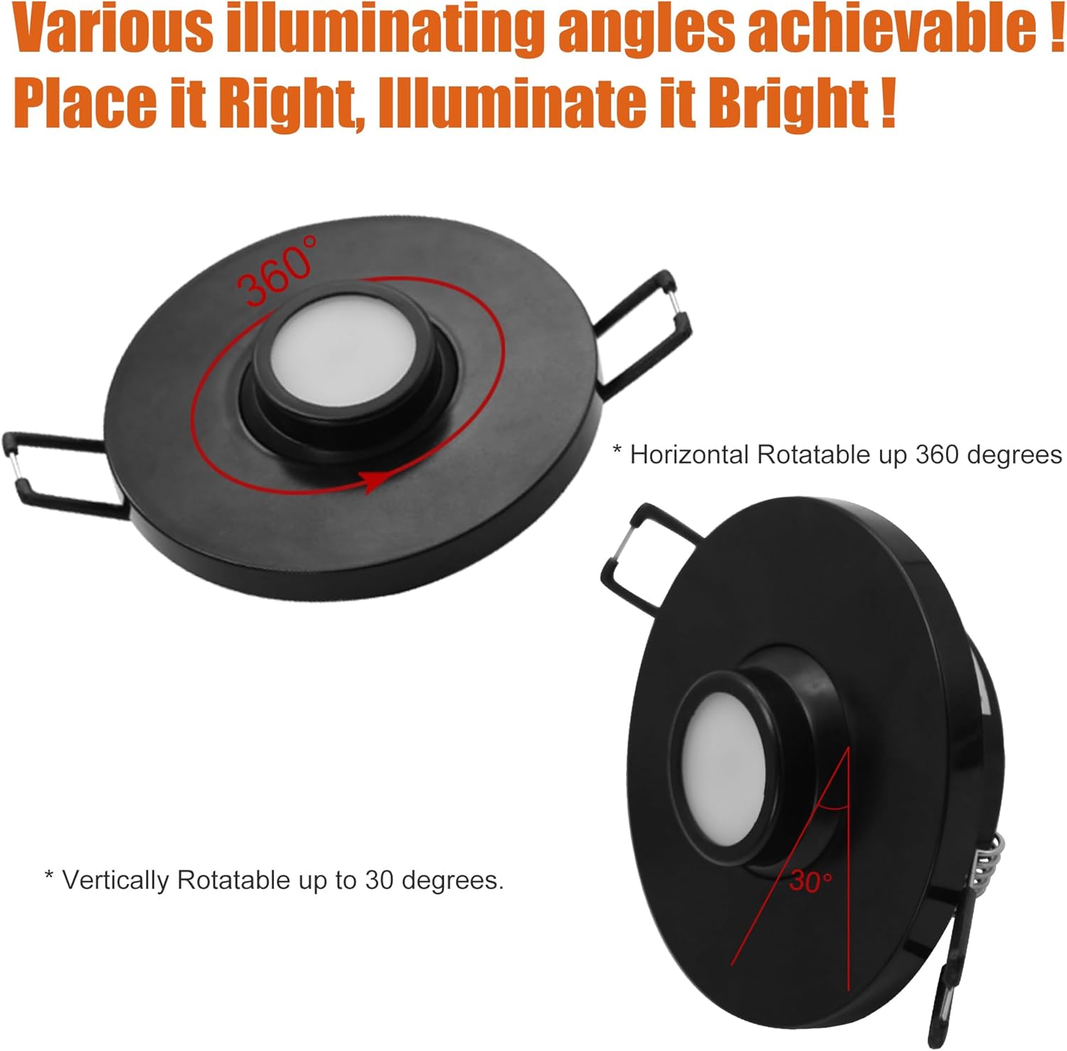 Facon Rotatable RV Puck Light, 3-Inch Recessed Mount Down Light with Push Switch, Adjustable LED RV Reading Light, 12Volts Interior Light for RV Camper Trailer Motorhome (Pack of 6)