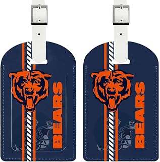 2 Pack Leather Football Sport Fan Luggage Tag for Suitcase and Bag，Orange Color Design Travel Suitcase and Bag Tag with Privacy Flap Address Labels