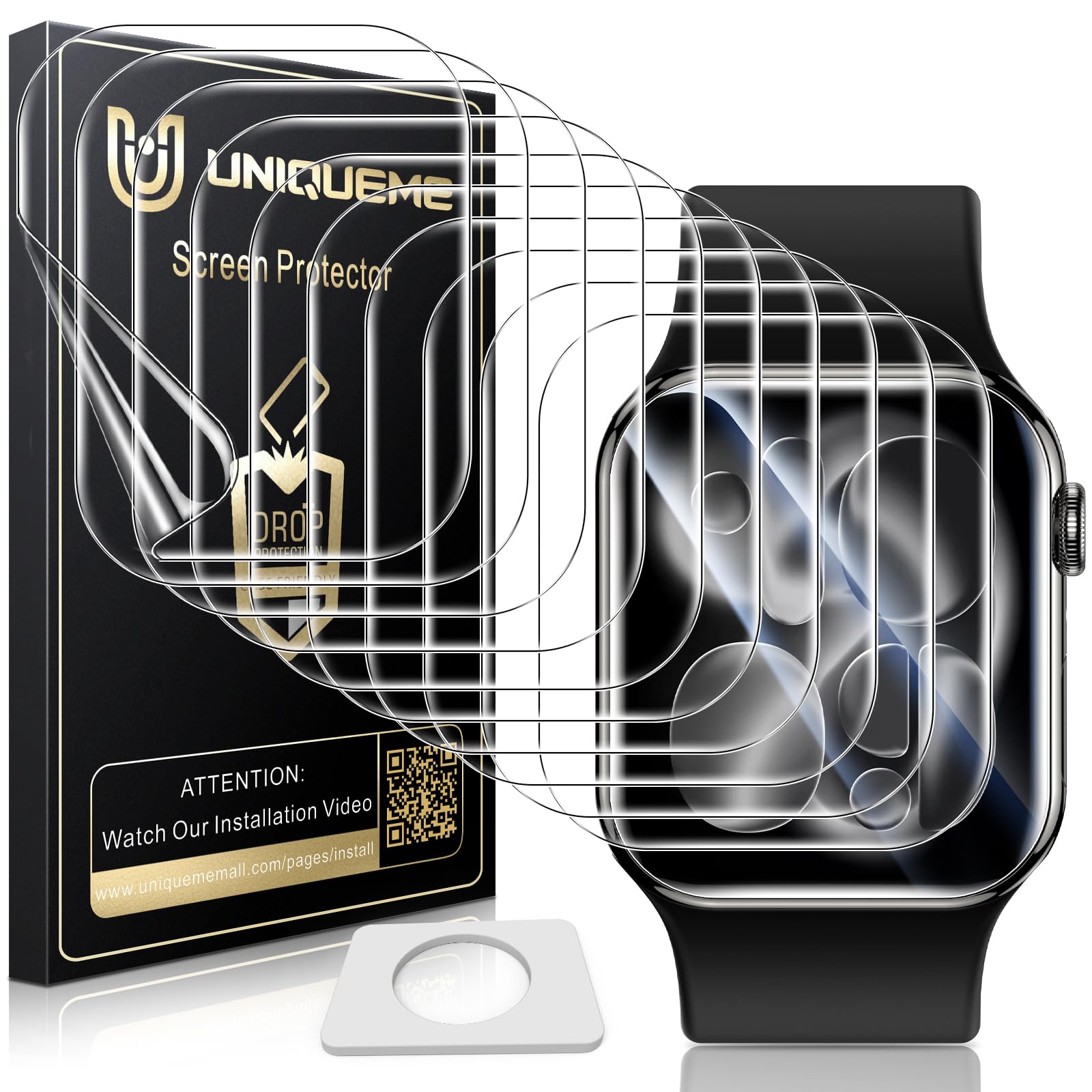 UniqueMe für Apple Watch Series SE3/SE2/SE/6/5/4 40 mm - 10 Stück Folie | Flexible TPU Schutzfolie für Apple Watch 40mm Displayschutz, Blasenfreie, Weich HD Klar Displayfolie, Volle Abdeckung