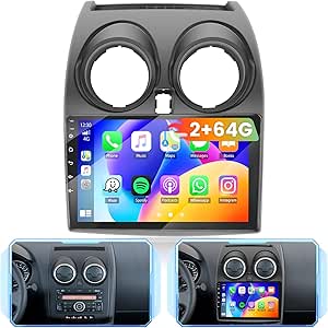 Podofo Autoradio pour Nissan Qashqai J10 2006-2016 sans Fil Carplay 2 Din 9’’ Écran Tactile