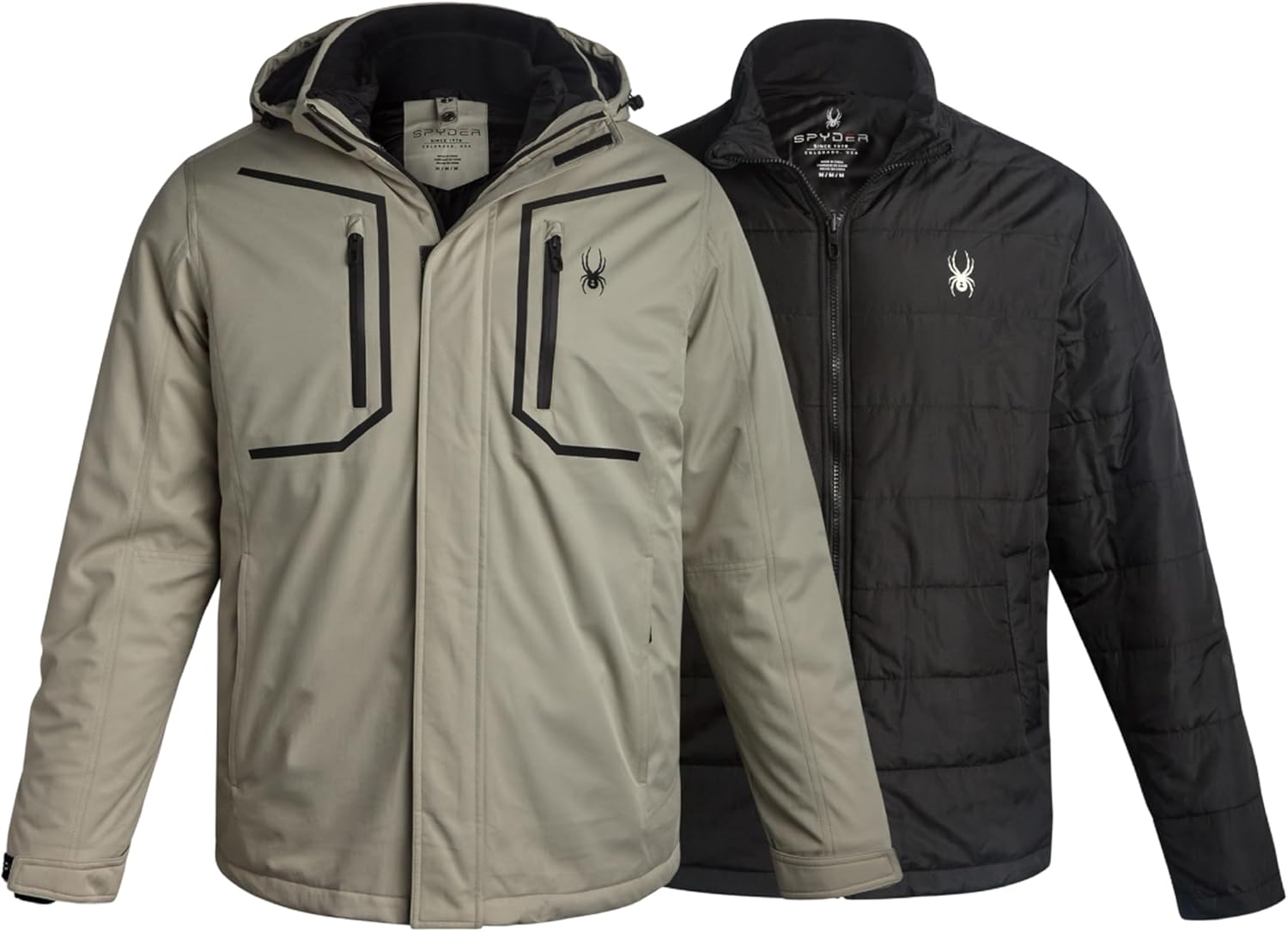 Spyder Men's 3-in-1 Ski Jacket - Waterproof Snowboard & Winter Puffer with Detachable Hood