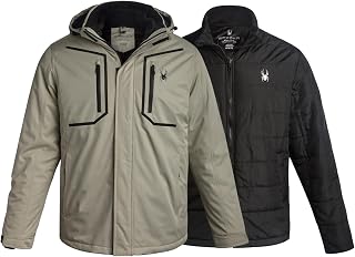 Spyder Men's 3-in-1 Ski Jacket - Waterproof Snowboard & Winter Puffer with Detachable Hood