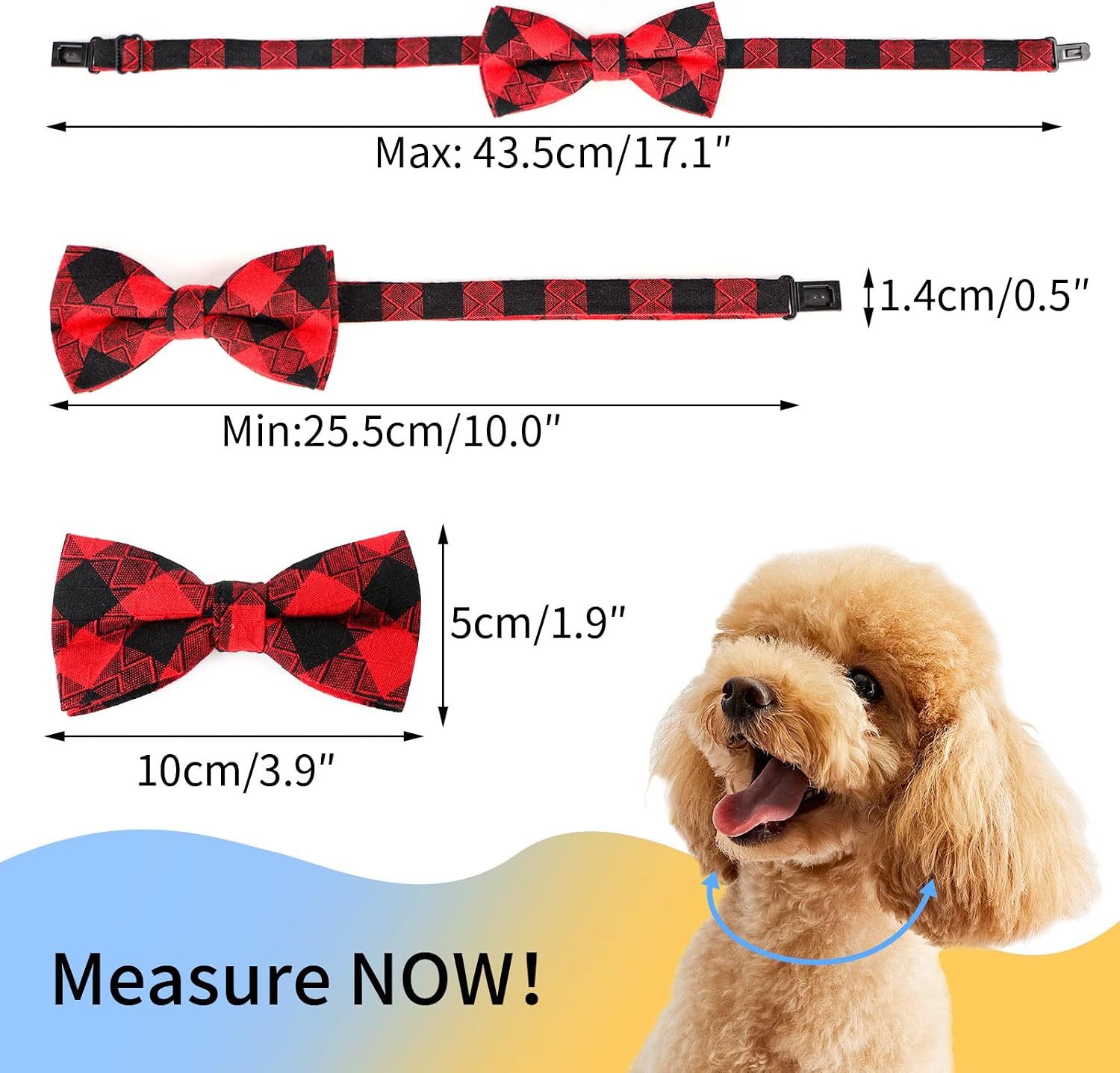 Segarty Dog Bow Tie, 6 PCS Bowties Cat Collar Dog Collar Holiday Grooming Bulk Bows for Festival Party Pet Puppy Photography Neck Wear Gift, Cute and Plaid Patterned image 2