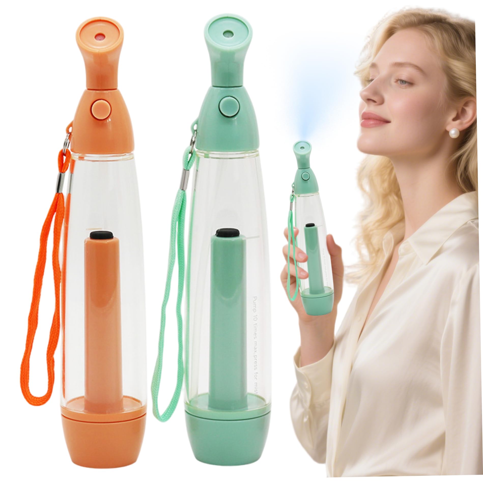 2 botellas pulverizadoras de agua manuales recargables, pulverizadores de plástico portátiles para refrescar la cara y el cuerpo, pequeña botella pulverizadora de viaje