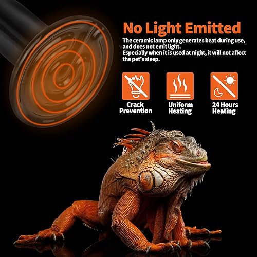 Miniatura 3 de LUCKY HERP Emisor de calor de cerámica de 100 W, bombillas de calor para reptiles, lámpara de calor de cerámica para reptiles, anfibios, pollo