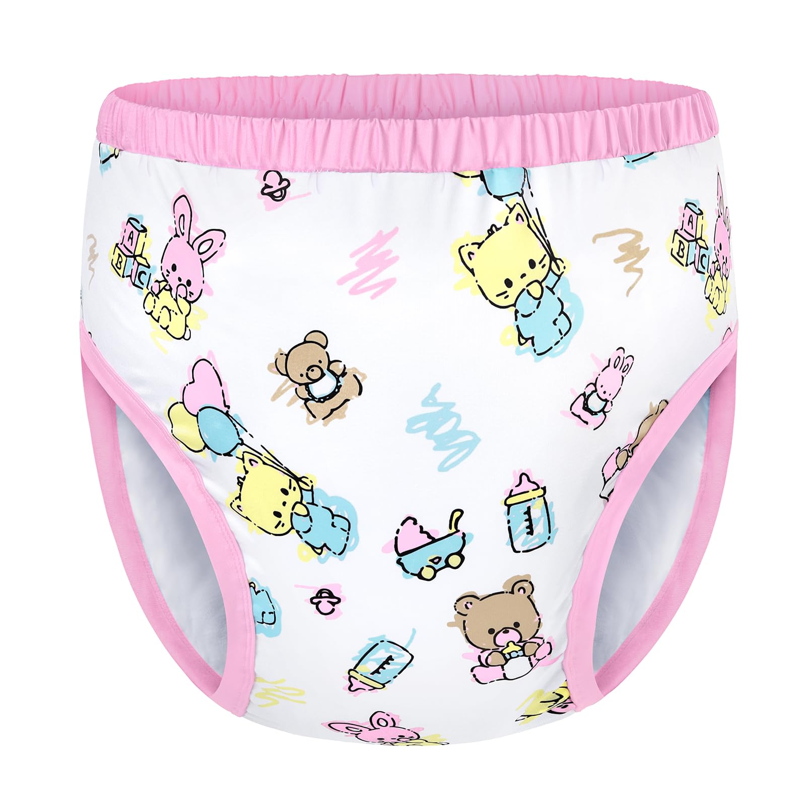 LittleForBig Miękka, jedwabista bielizna, wygodne, nadające się do prania, spodnie treningowe wielokrotnego użytku dla dorosłych – pełny nadruk Baby Cuties