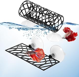 Betta Fish Tunnel Hammock, Hollow Betta Fish Tunnel, Black Tunnels Hideout for Betta Tank, Black Tunnels Toys Little Hammock and Little Swimming for Shrimp, SmallFish
