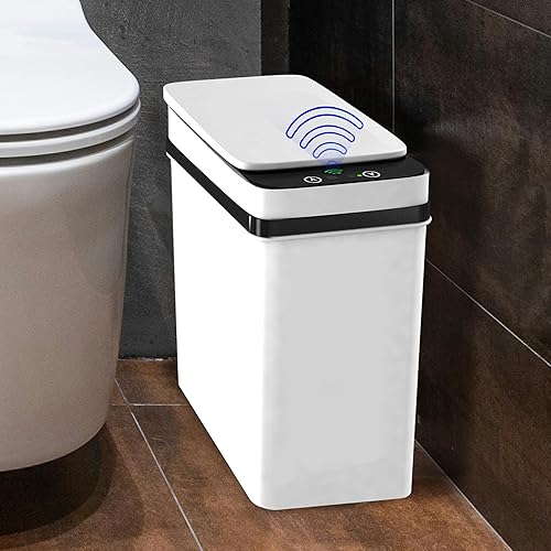 Possolutions - Bote de basura automático de 2.3 galones con tapa, basura inteligente compacta con sensor de movimiento, bote de basura sin contacto