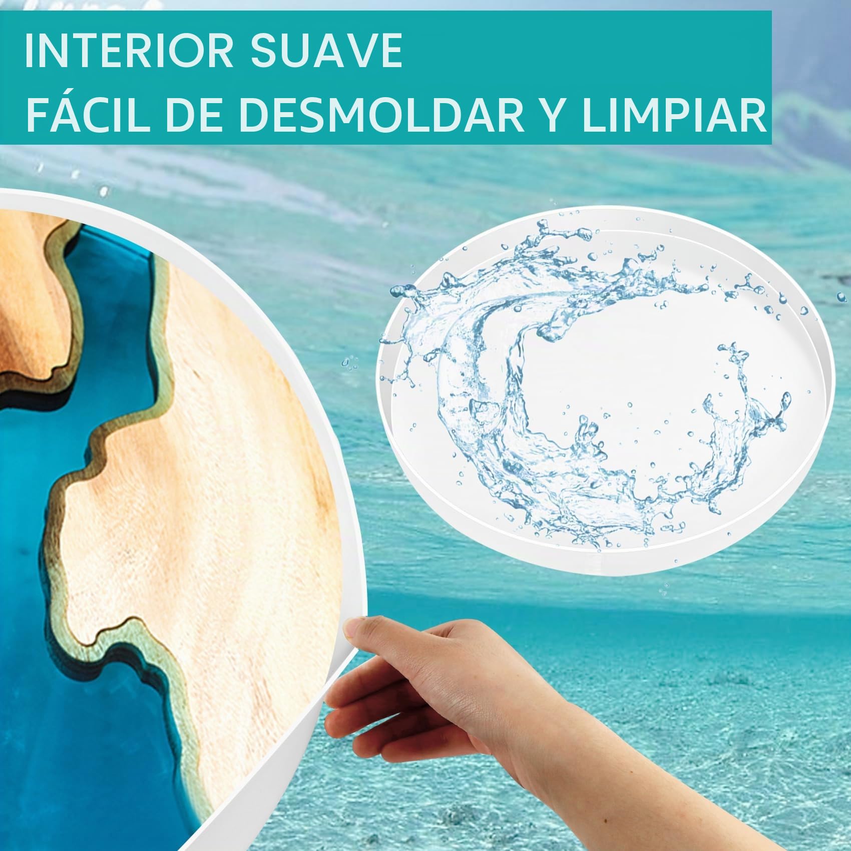 Molde grande de resina de silicona redonda, molde grande de resina epoxi para embutidos, mesa de resina de río, decoración del hogar (49 x 49 cm)