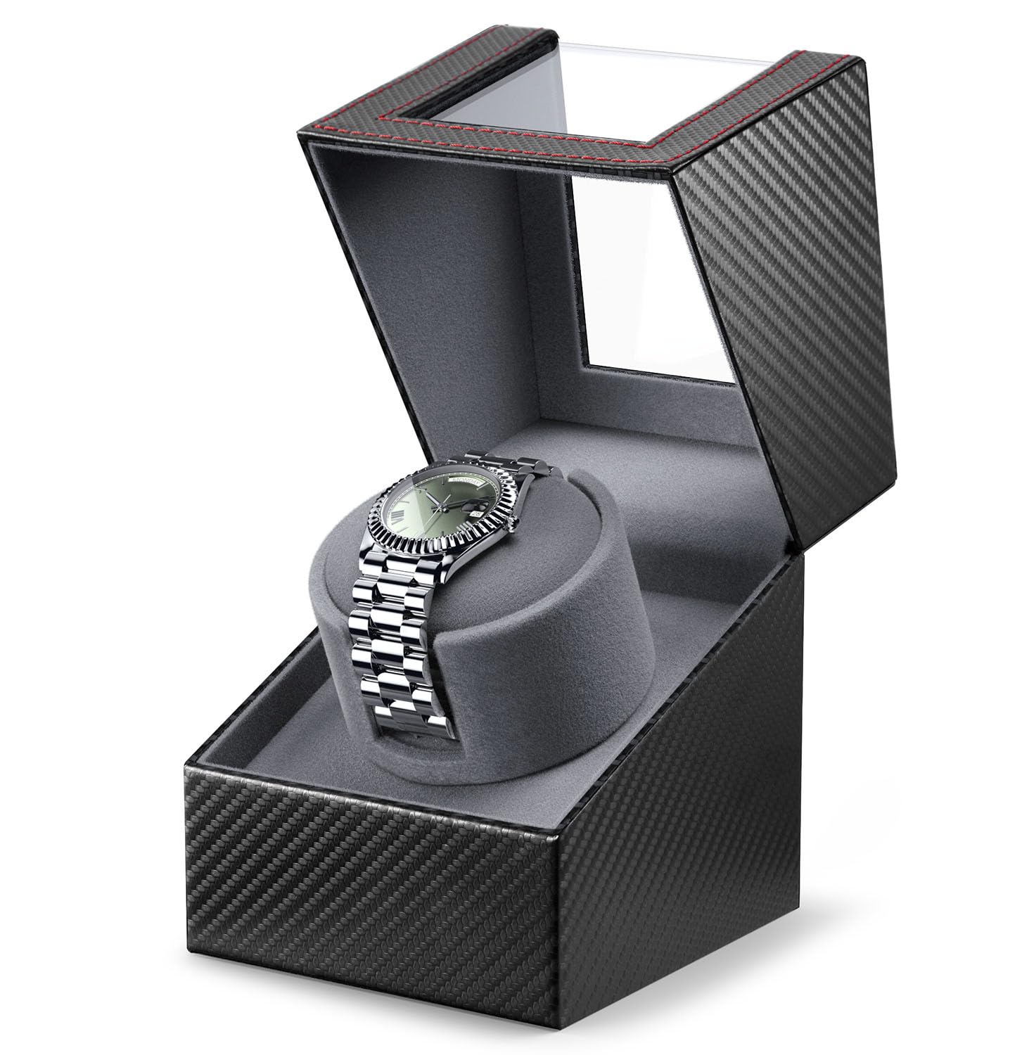 Automatic Watch Winder with Japanese Motor – Silent Adjustable Rotation, Premium PU Leather Exterior and Soft Flexible Watch Pillows, Gift for Him, Christmas Gift 2025