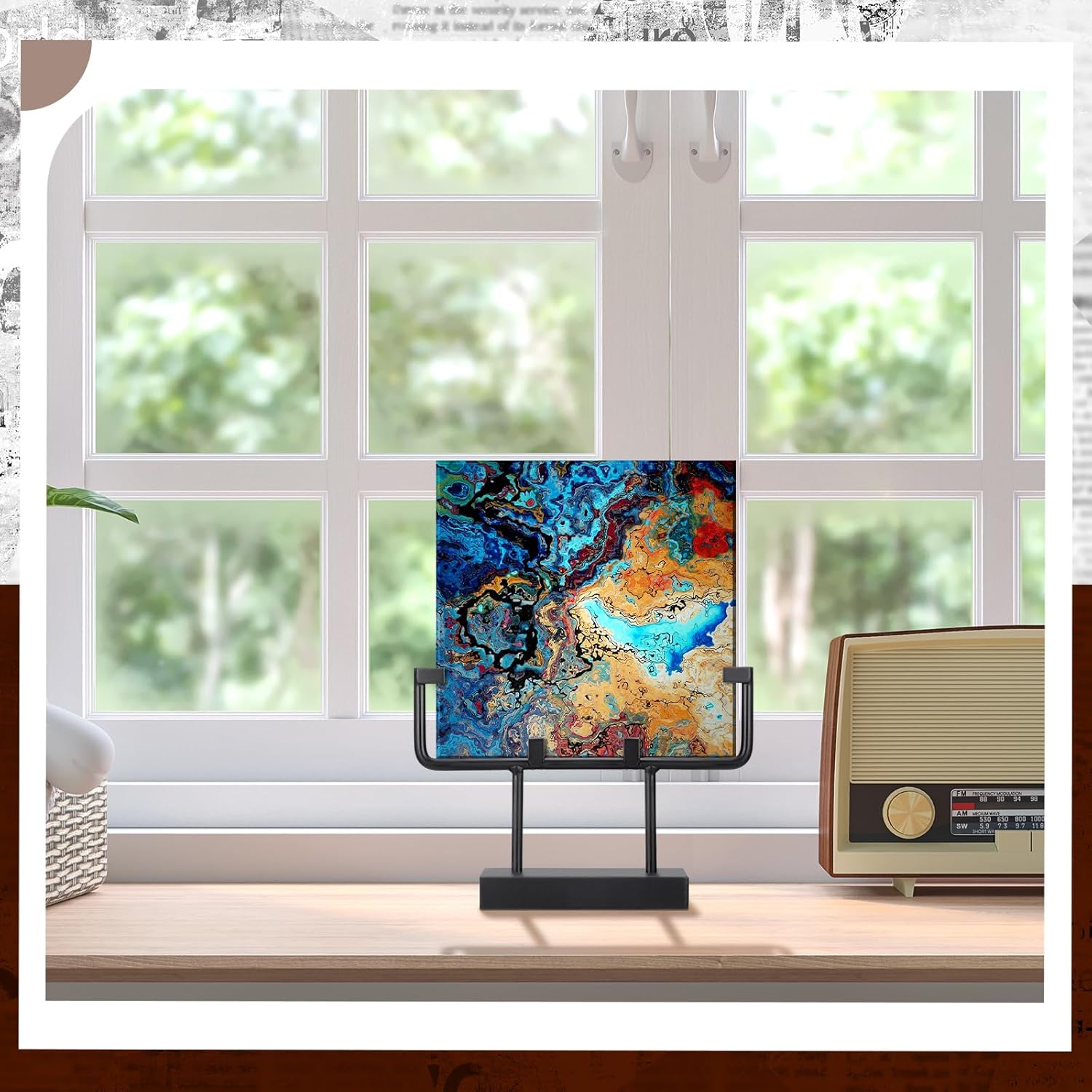 4 Pcs Square Metal Display Stands 6 Inch Plate Frame Holder Easel Stand for Art Panels, Picture, Photos, Plaques