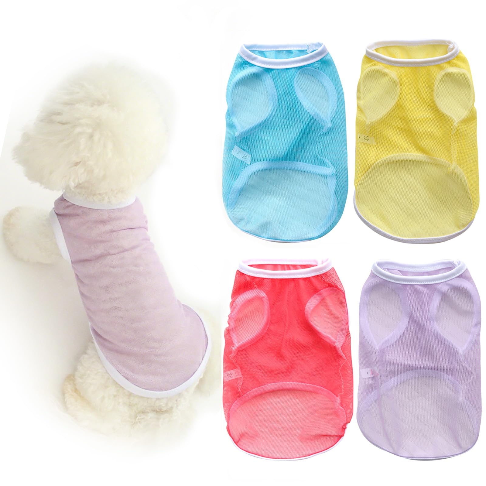 Ittokis 4 Pack Dog Cooling Shirts - Breathable Lightweight Shirts for Large Dogs Boy, Sleeveless Sun Protection Shirts for Puppy Vest Pet Apparel (S)