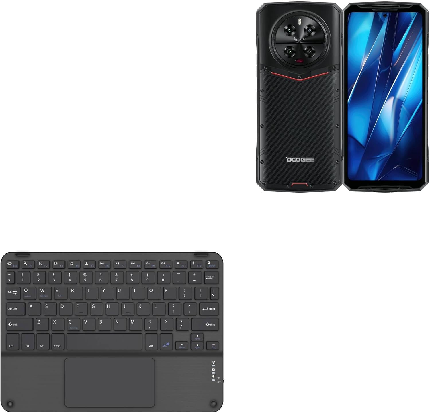 BoxWave Keyboard Compatible with Doogee DK10 - SlimKeys Bluetooth Keyboard with Trackpad, Portable Slim TouchPad - Jet Black