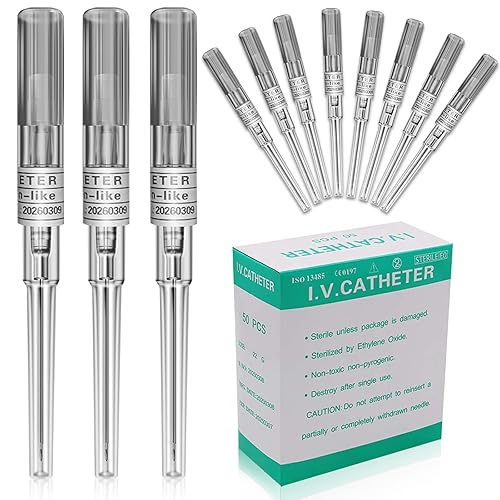 Miniatura 17 de Piercing de catéter mixto, 50 piezas, catéter de nariz de oreja 14G, 16G, 18G, 20G, 22G, herramientas de perforación hueco para labio, lengua