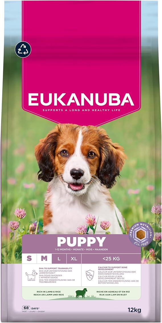 Eukanuba Lamb & Rice - Complete Dry Puppy Food - For Small & Medium Breed Dogs 12KG