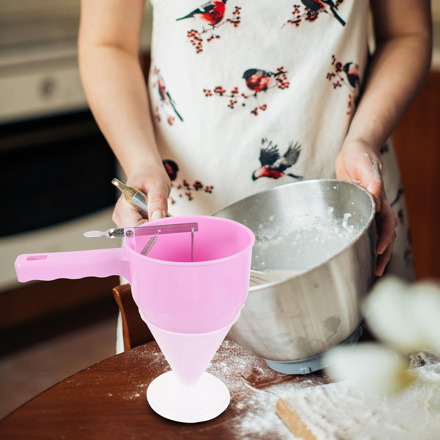TIDTALEO Multipurpose Octopus Ball Funnel with Stand for Pancakes Muffins Cupcakes Waffles Easy-pour Batter Dispenser Kitchen Baking Tool Sturdy Reusable Plastic for Handmade Desserts