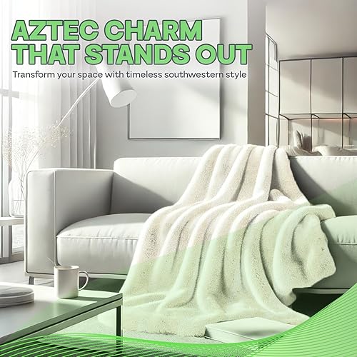 Miniatura 4 de Sacred Thread Manta de forro polar sherpa, manta azteca del suroeste, manta nativa americana para sofá, sofá y cama, manta de invierno reversible