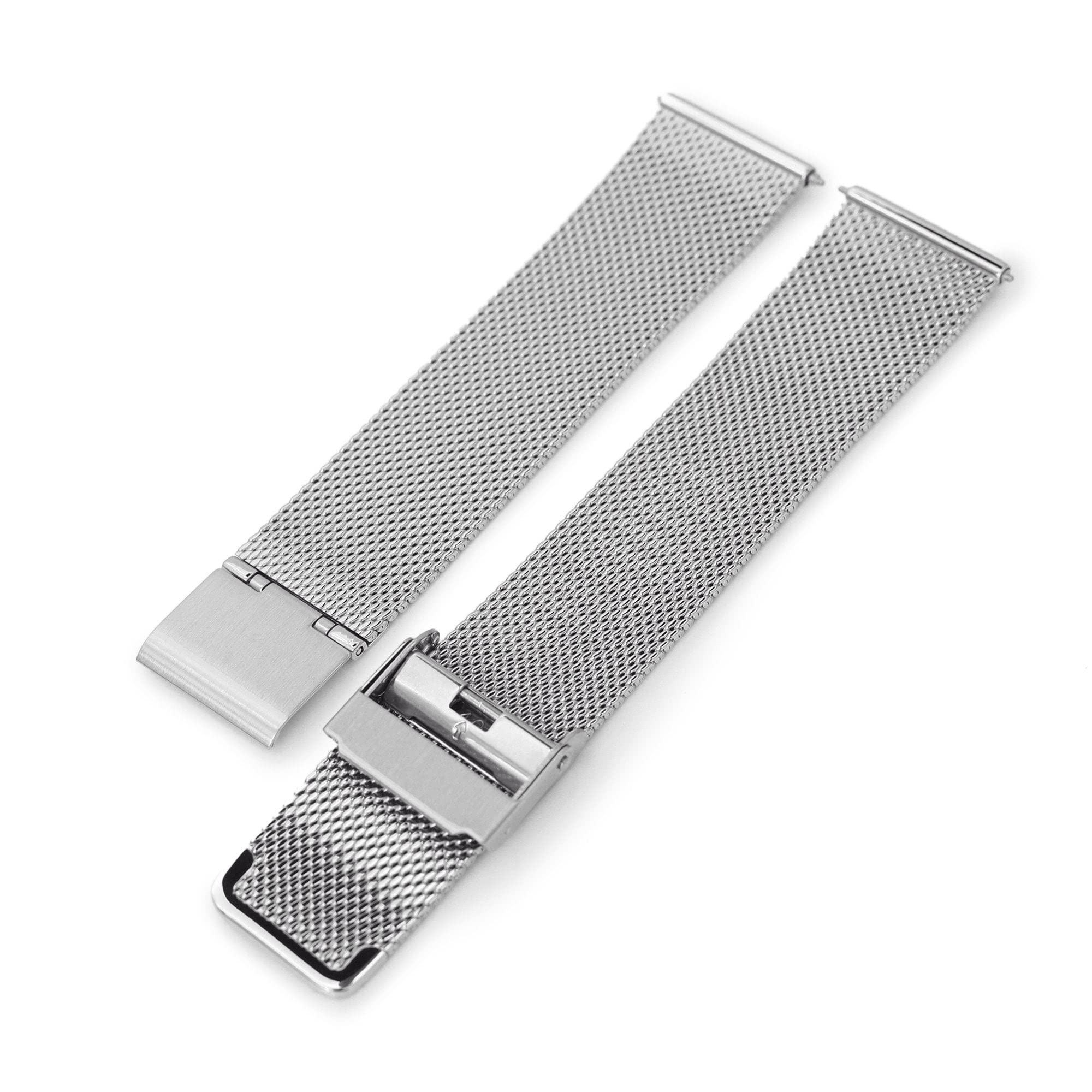 MiLTAT Cinturino classico in maglia superfine a sgancio rapido lucido 22 mm