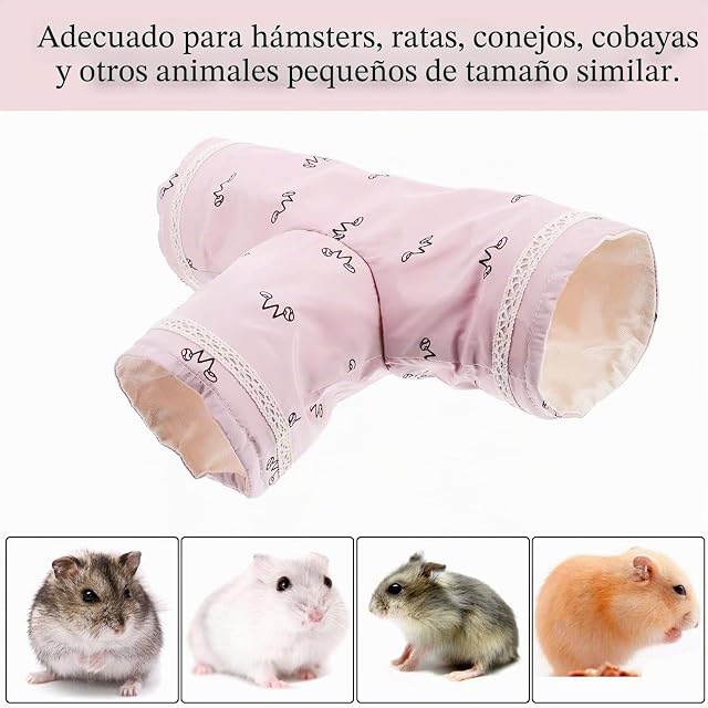 Foto 6 de 7 de Túnel plegable para conejillo de indias, túnel de actividad para animales pequeños, juguete de 3 vías