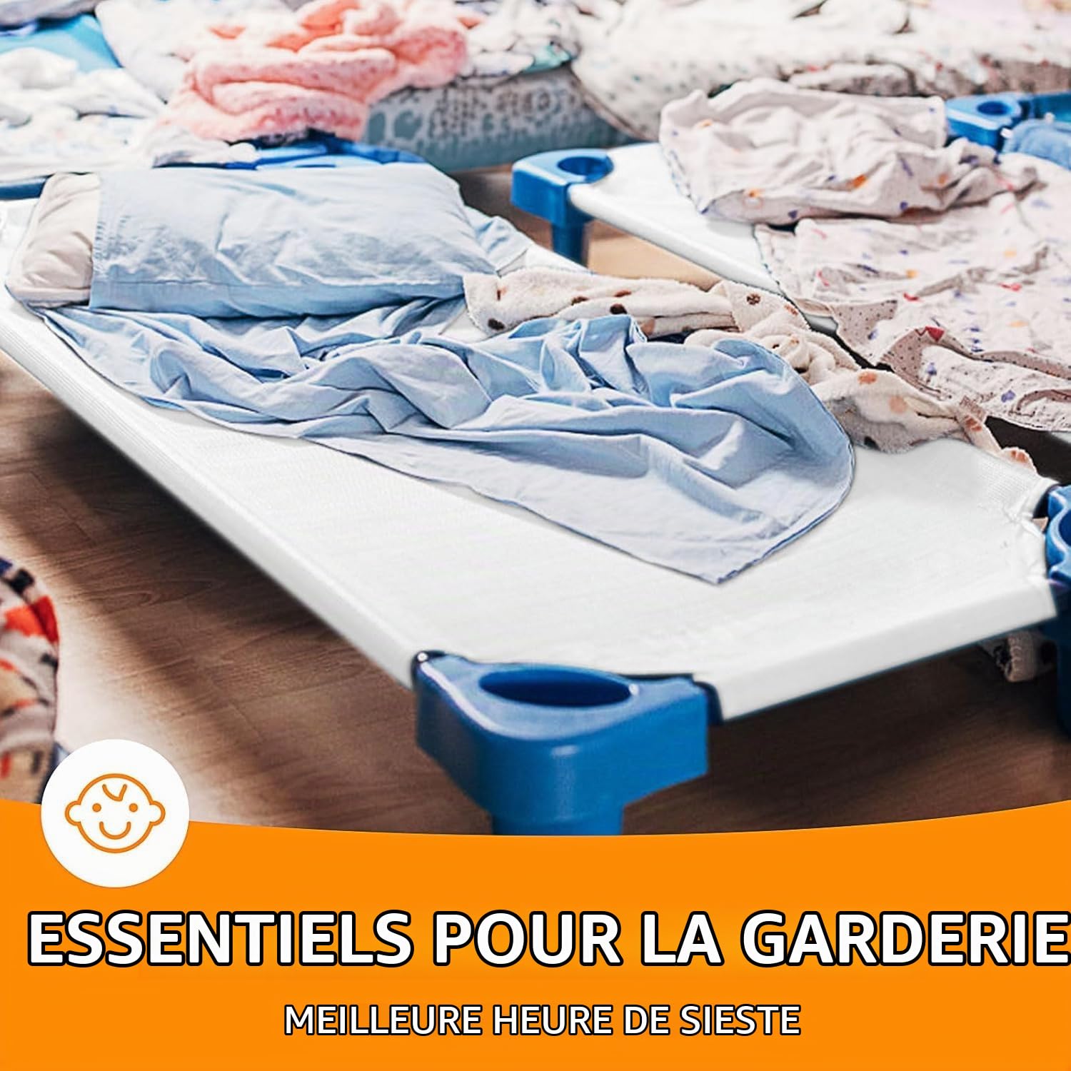 Lot de 10 Draps-Housses pour Lit de Camp pour Crèche, Taille Standard 23" x 51", Drap Respirant pour la Sieste à la Maternelle avec Élastiques aux Coins, Polyester, Blanc