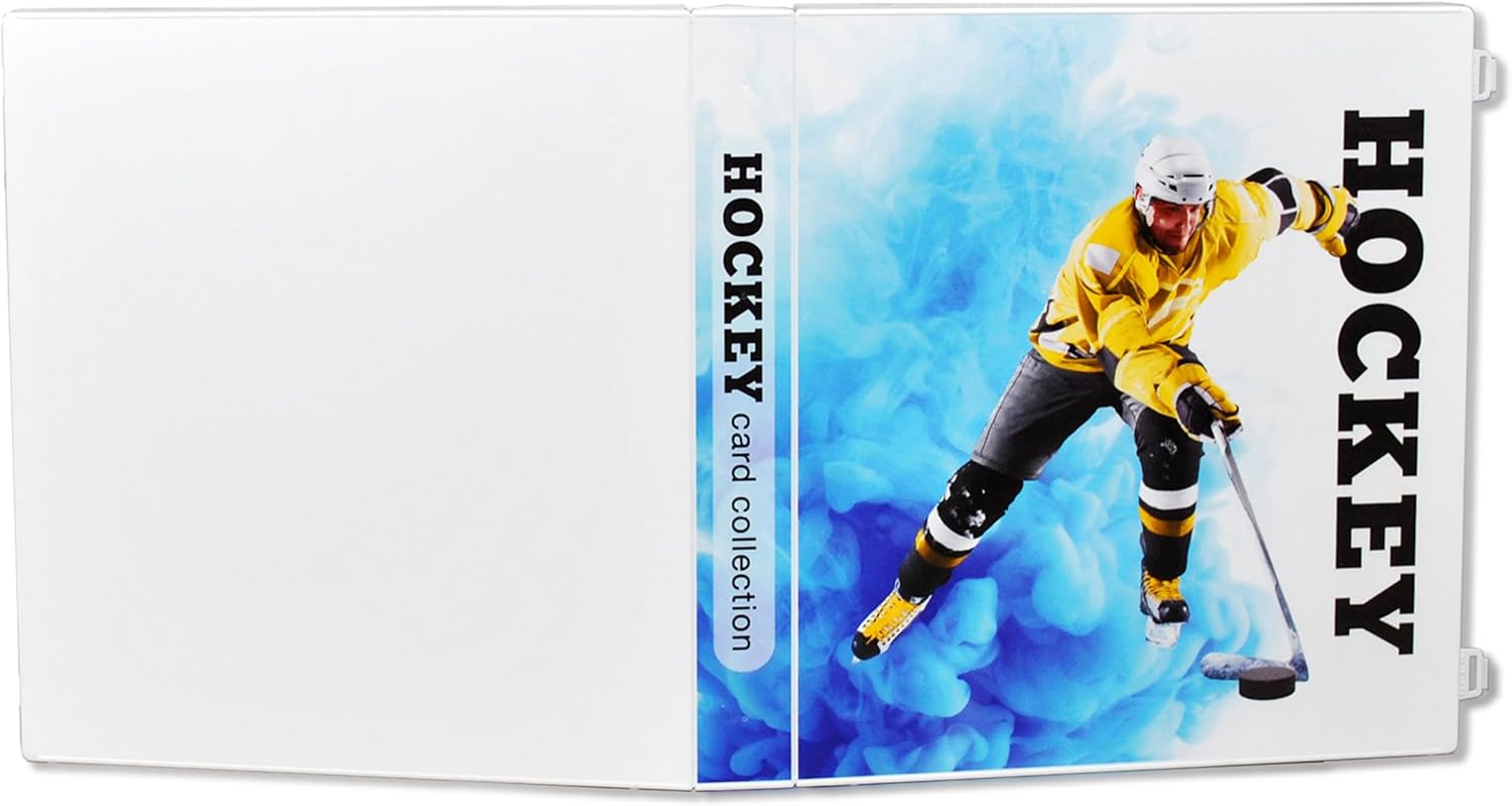 Unikeep Hockey Themed Trading Card Collection Binder with Trading Card Pages. The Binder/Case Is Fully Enclosed to Protect the Cards (Yellow Player, Poly Rings)