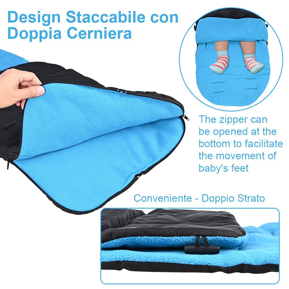 GOLDGE Coprigambe Universale Sacco Nanna Passeggino Allegato Mat Piede 3 in 1 Staccabile Confortevole Caldo Toe Copertura Bambino Carrello Coton