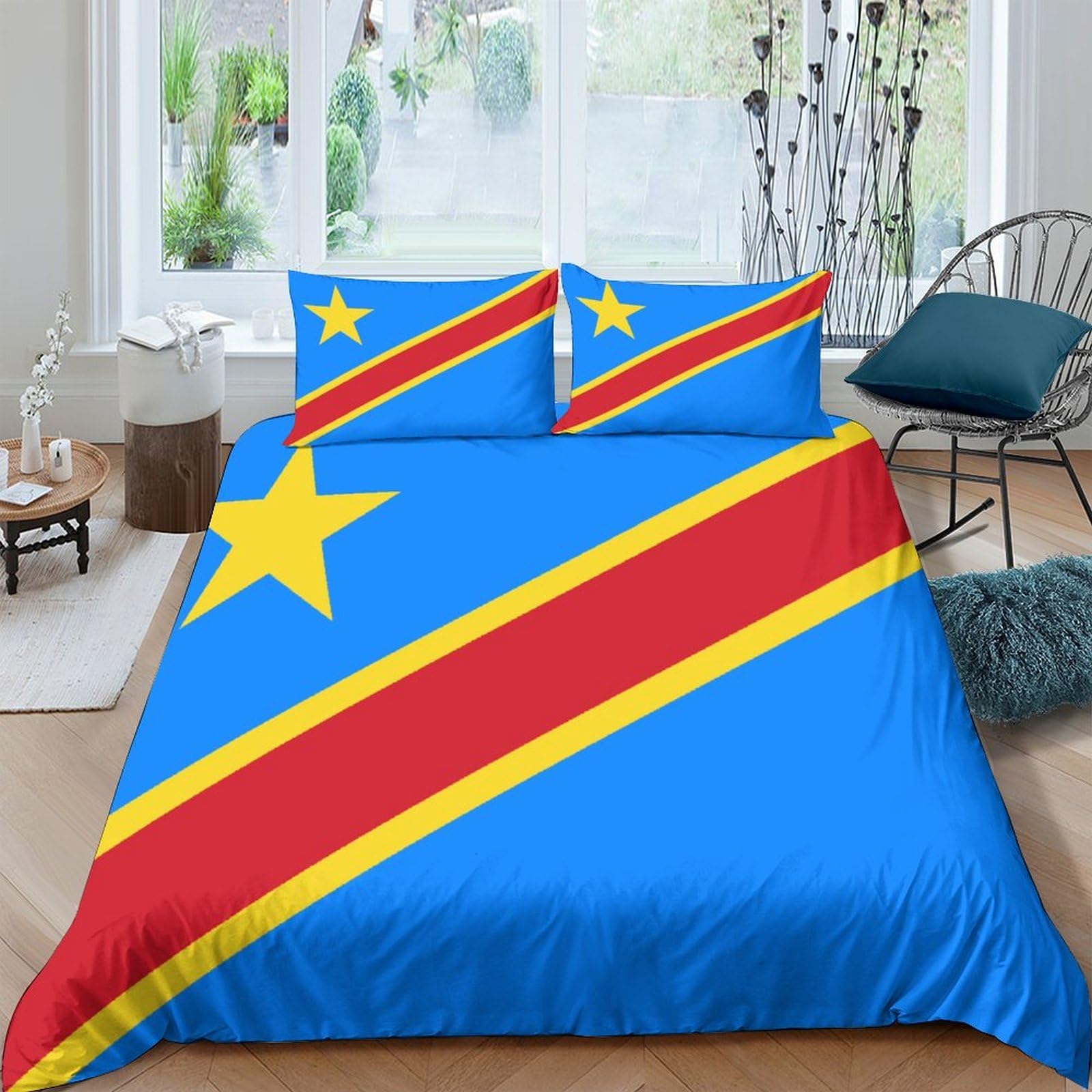 Parure de lit Congo en microfbre 135x200cm avec housse de couette single et taie d'oreiller 3D