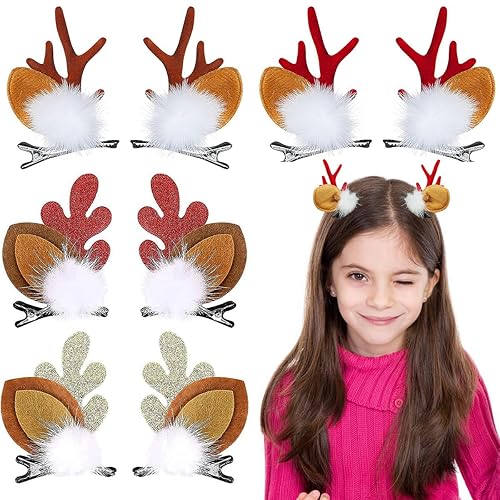 Miniatura 1 de 8 pinzas para el cabello de Navidad, lindos cuernos de reno, pinzas para orejas, accesorios para el cabello, horquillas decorativas para mujeres y