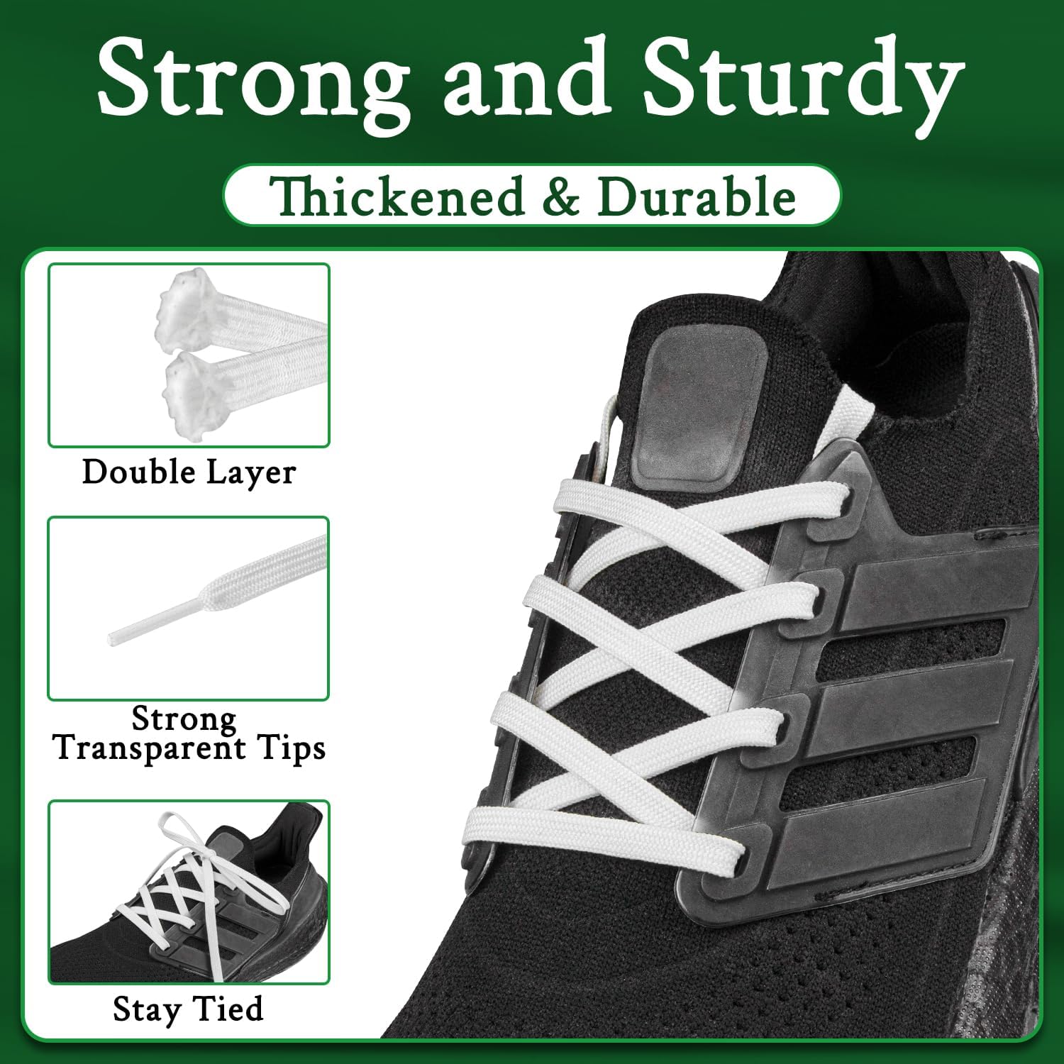 Endoto Flat Shoe Laces for Adidas Ultraboost Sneaker, 7MM Replacement Shoelaces Strings for Running Shoes