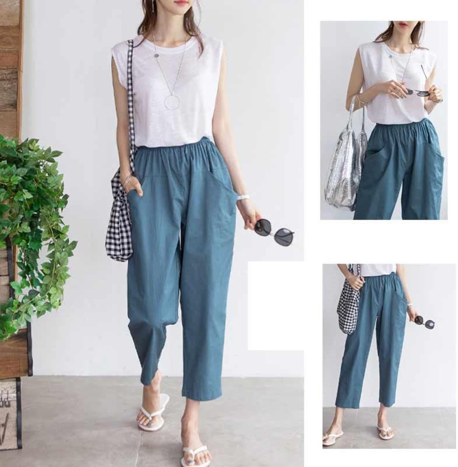 [YANXIR] テーパードパンツ レディース ワイドパンツ きれいめ ハイウエスト テーパード パンツ ロングパンツ 春 秋 3X