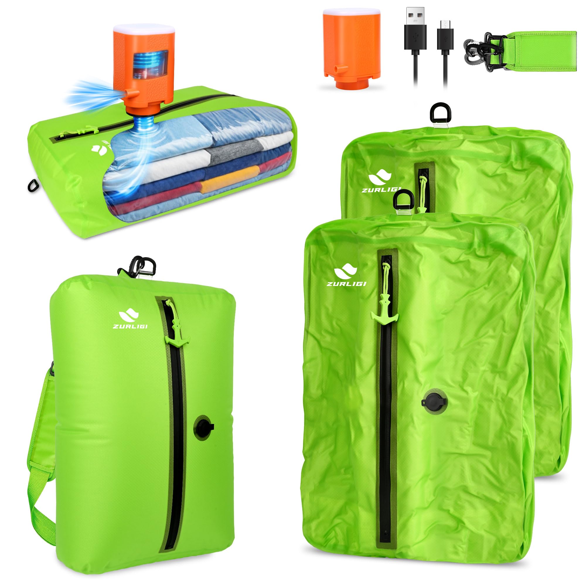 Zurligi Travel Vacuum Bag with Pump, IPX8 Waterproof Reusable Nylon Bag â image 1