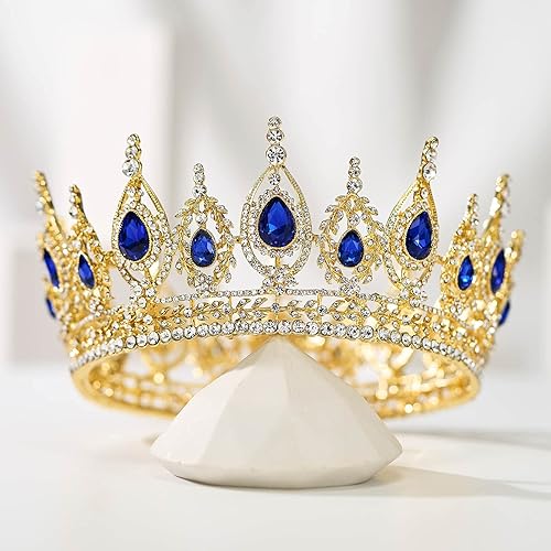 Miniatura 4 de SWEETV Corona de reina real tiara de boda para novia tiaras y coronas de diamantes de imitación para mujer tocado de disfraz para cumpleaños fiesta