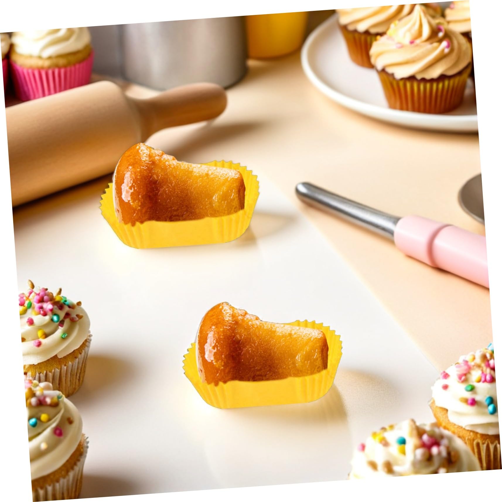 Angoily 2000 Pezzi Set da 2000 Pirottini di Carta Rettangolari Antiaderenti per Cupcake, Stampi per Torta Fatti in Casa in Carta Leggera, per Feste, Matrimoni e Panetteria