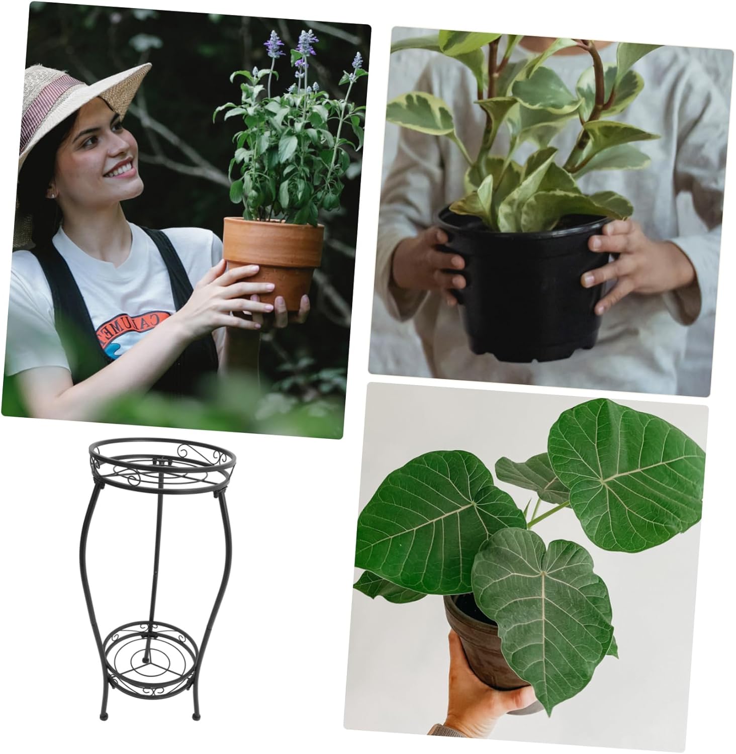 VANZACK Hanging Plant Shelf Flowerpot Rack Indoor Decorative Bonsai Display Iron Plant Stand