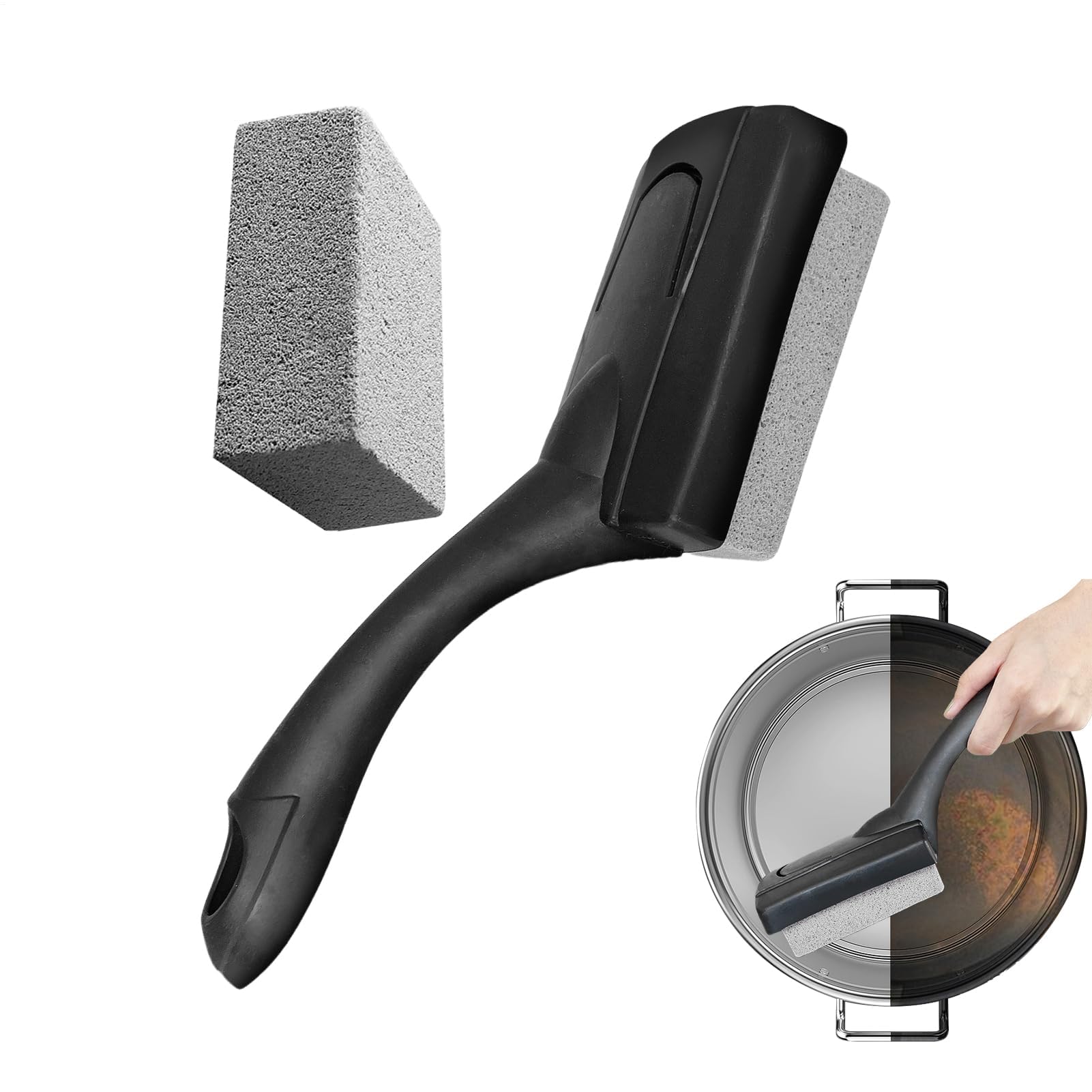 Muiltvoe Pumice Brush, Grime Scrubbing Tool, Pumice Stone Grill Cleaner for Tile, Grout, Pot Bottoms, Oven Interiors, Frying Pans, Stovetops, Range Hood Filters, Camping Stove