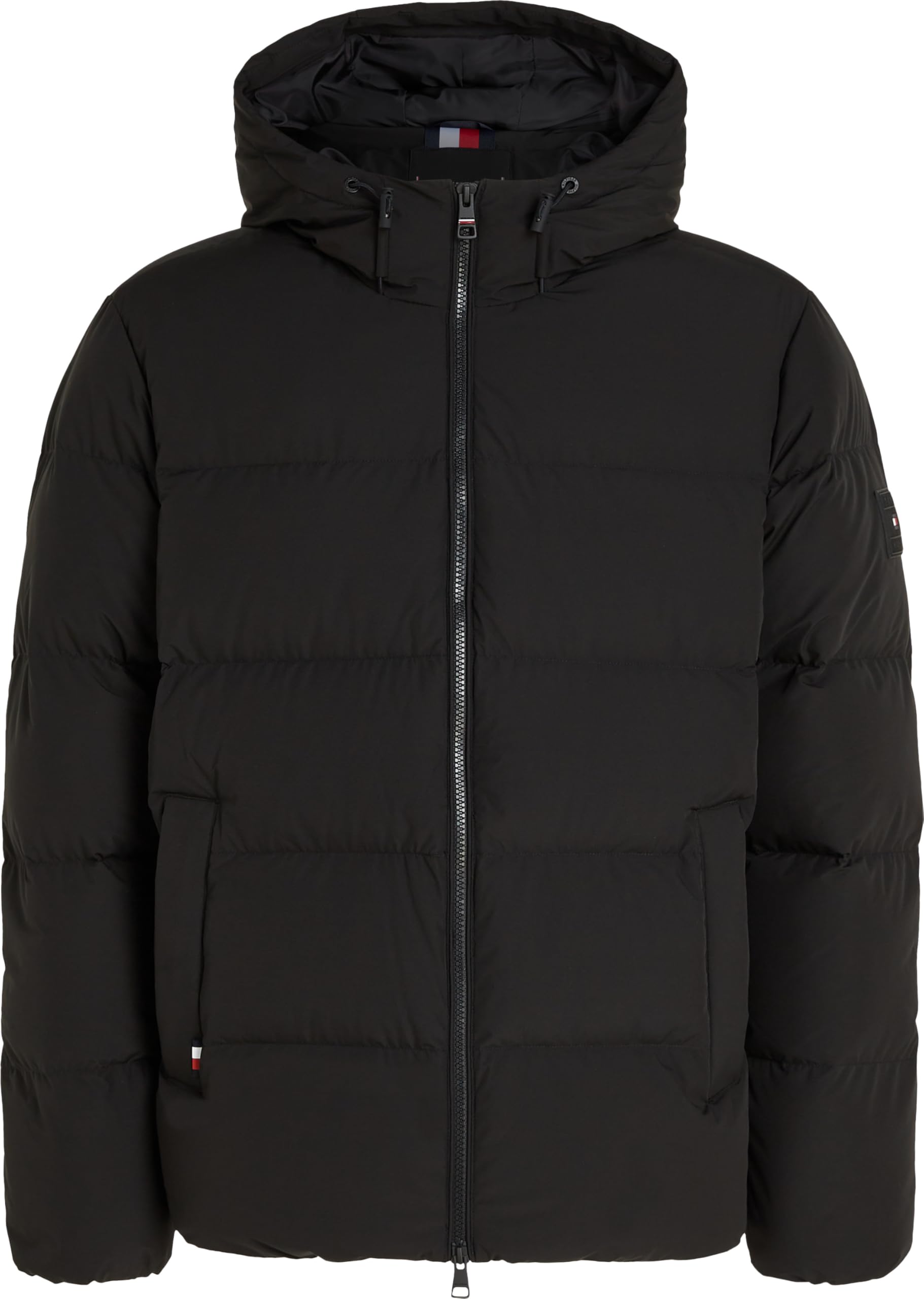 Tommy Hilfiger Men’s Down Hooded Puffer Jacket, Black (Black), XXL
