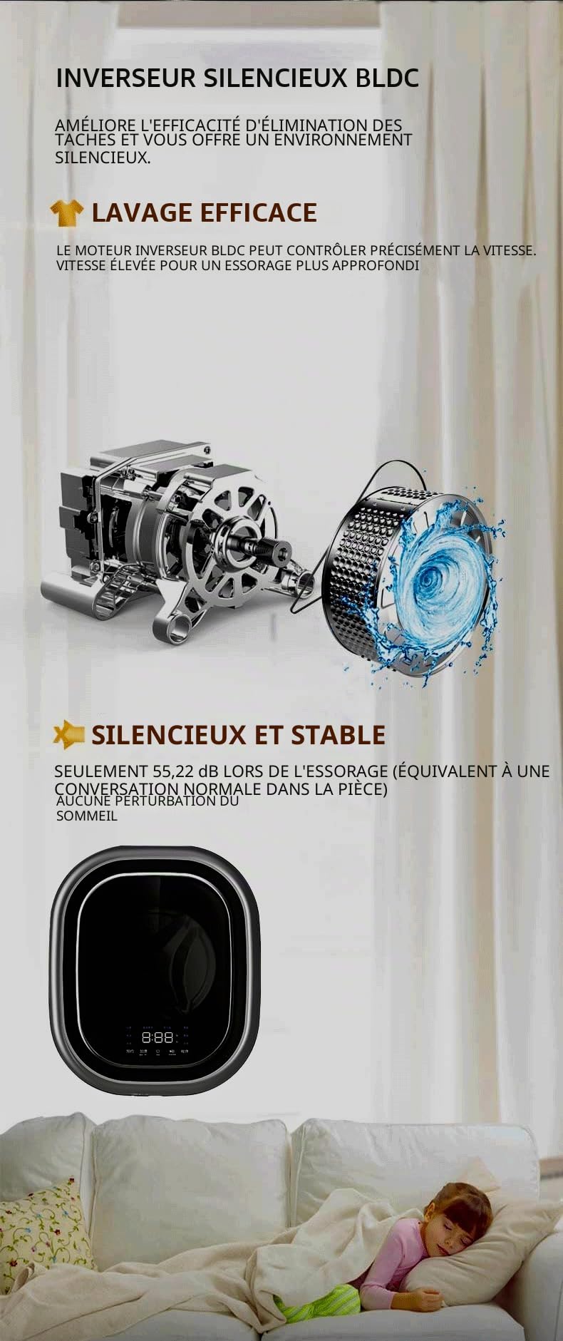 Mini Tiny Wash DY-BGX09 Machine à laver – Parfait pour appartement, petite maison, camping-car et bateau