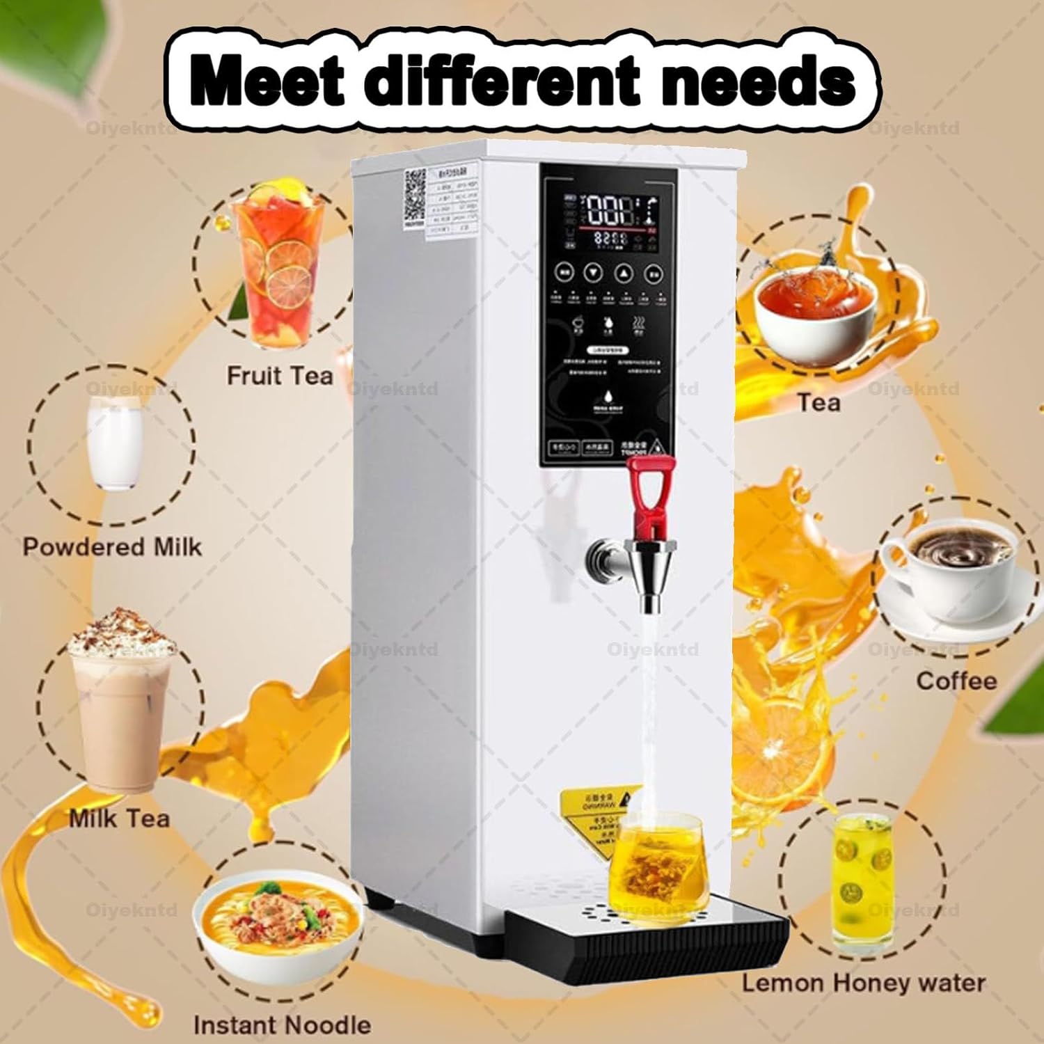 Commercial Instant Water Dispenser, 3000 w Desktop Electric Hot Water Boiler, 60°C to 100°C Adjustable, Automatic Hot Water Pot Digital Control Panel/Auto Temperature Control White